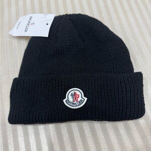Moncler Dark Knit Beanie with Logo